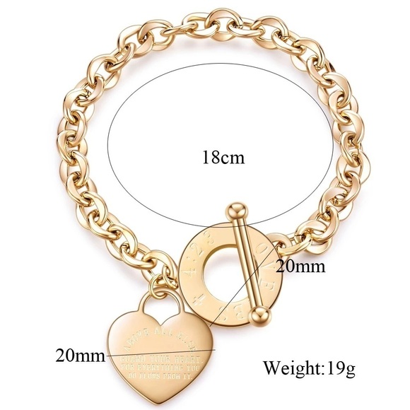 Classic Heart Charm Toggle Bracelet in Rose Gold - Picture 6 of 6